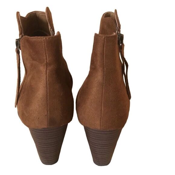 JustFab “Analia” Double Zipper Booties; Chestnut Brown Faux Suede, Size 11M - Picture 3 of 8